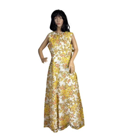 Vintage Unbranded 70’s Yellow Floral Maxi Dress & Matching Coat Set medium - Picture 5 of 17